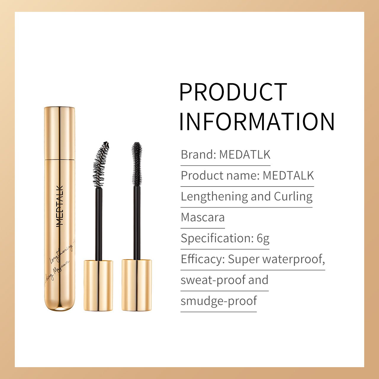 MEDTALK Super Waterproof and Sweat - proof Eyelash Mascara - 